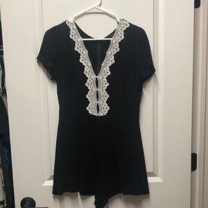 Women’s Medium Black Romper with Lace